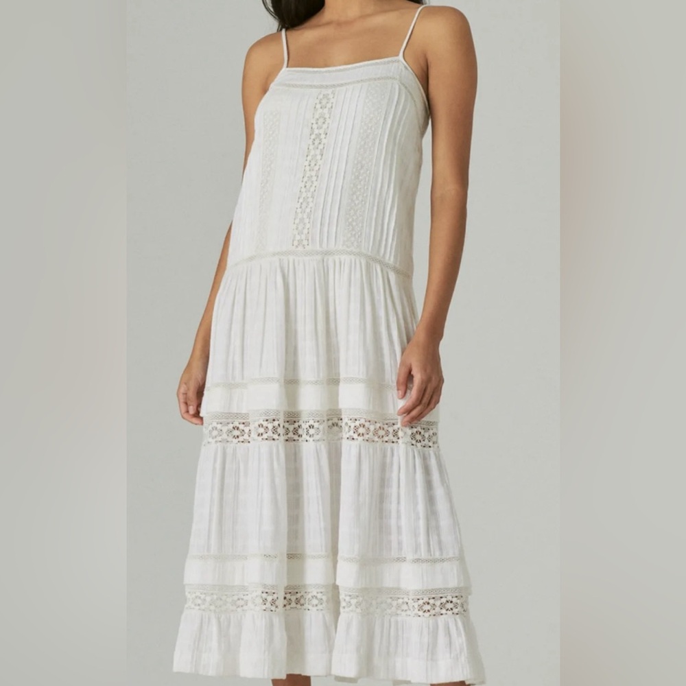 Lucky Brand White Lace Midi Dress